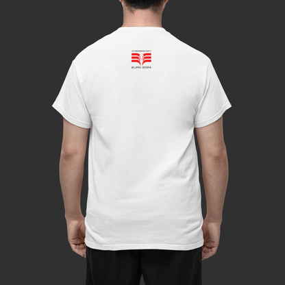 WHITE T-SHIRT WITH TYPOGRAPHY - SMALL EAGLE ON THE BACK