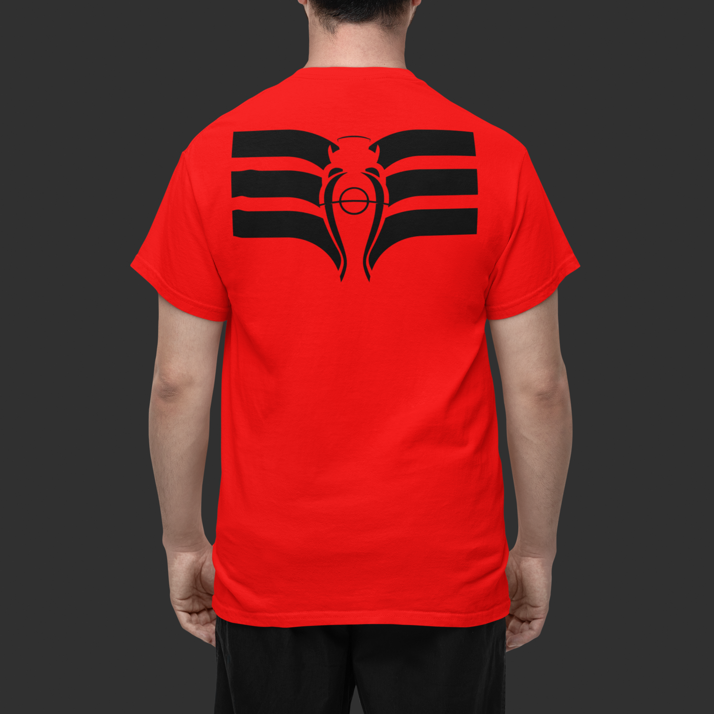 RED T-SHIRT WITH SMALL EAGLE - EAGLE ON THE BACK