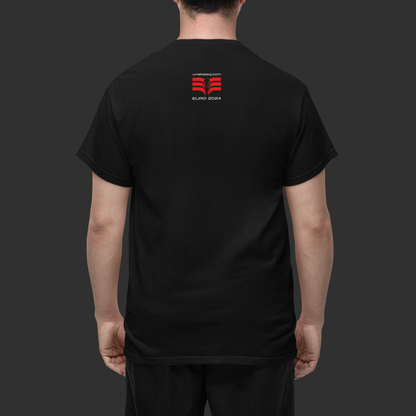 BLACK T-SHIRT WITH TYPOGRAPHY - SMALL EAGLE ON THE BACK