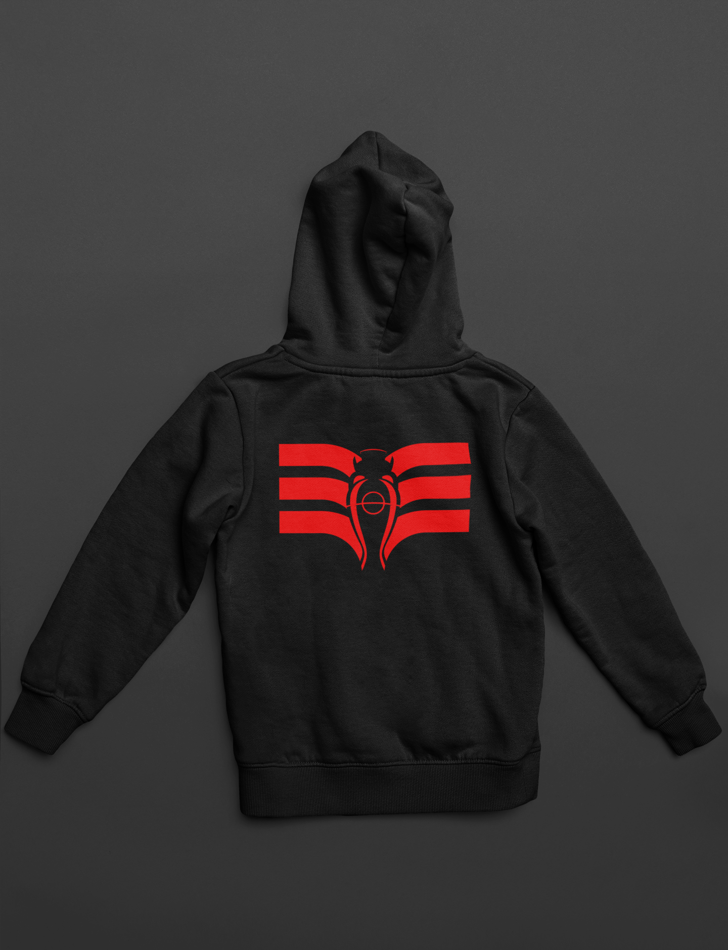 BLACK HOODIE WITH GRAFFITI - EAGLE ON THE BACK