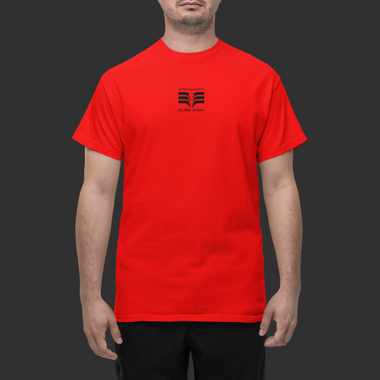 RED T-SHIRT WITH SMALL EAGLE - EAGLE ON THE BACK
