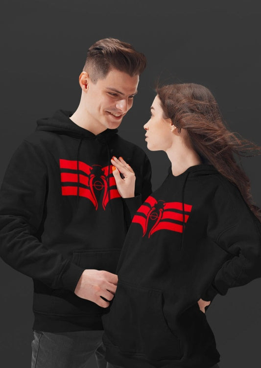 BLACK HOODIE WITH EAGLE - PATTERN ON THE BACK
