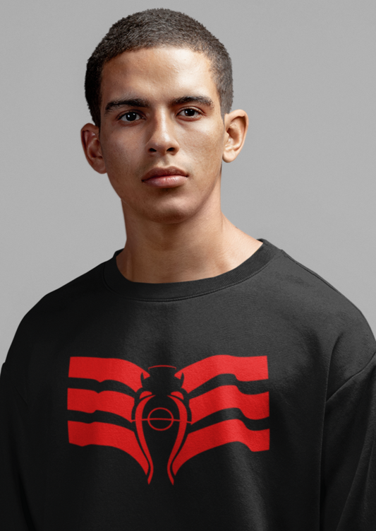 BLACK CREWNECK WITH BIG RED EAGLE - SMALL EAGLE ON THE BACK