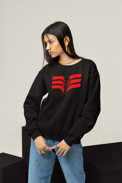 BLACK CREWNECK WITH BIG RED EAGLE - SMALL EAGLE ON THE BACK