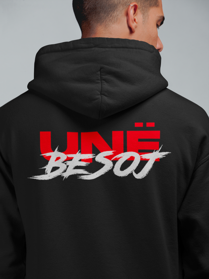 BLACK HOODIE WITH SMALL RED FLAG EAGLE - GRAFFITI ON THE BACK