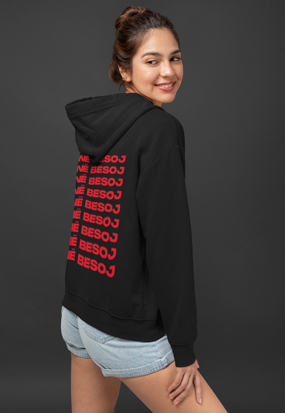 BLACK HOODIE WITH EAGLE - PATTERN ON THE BACK