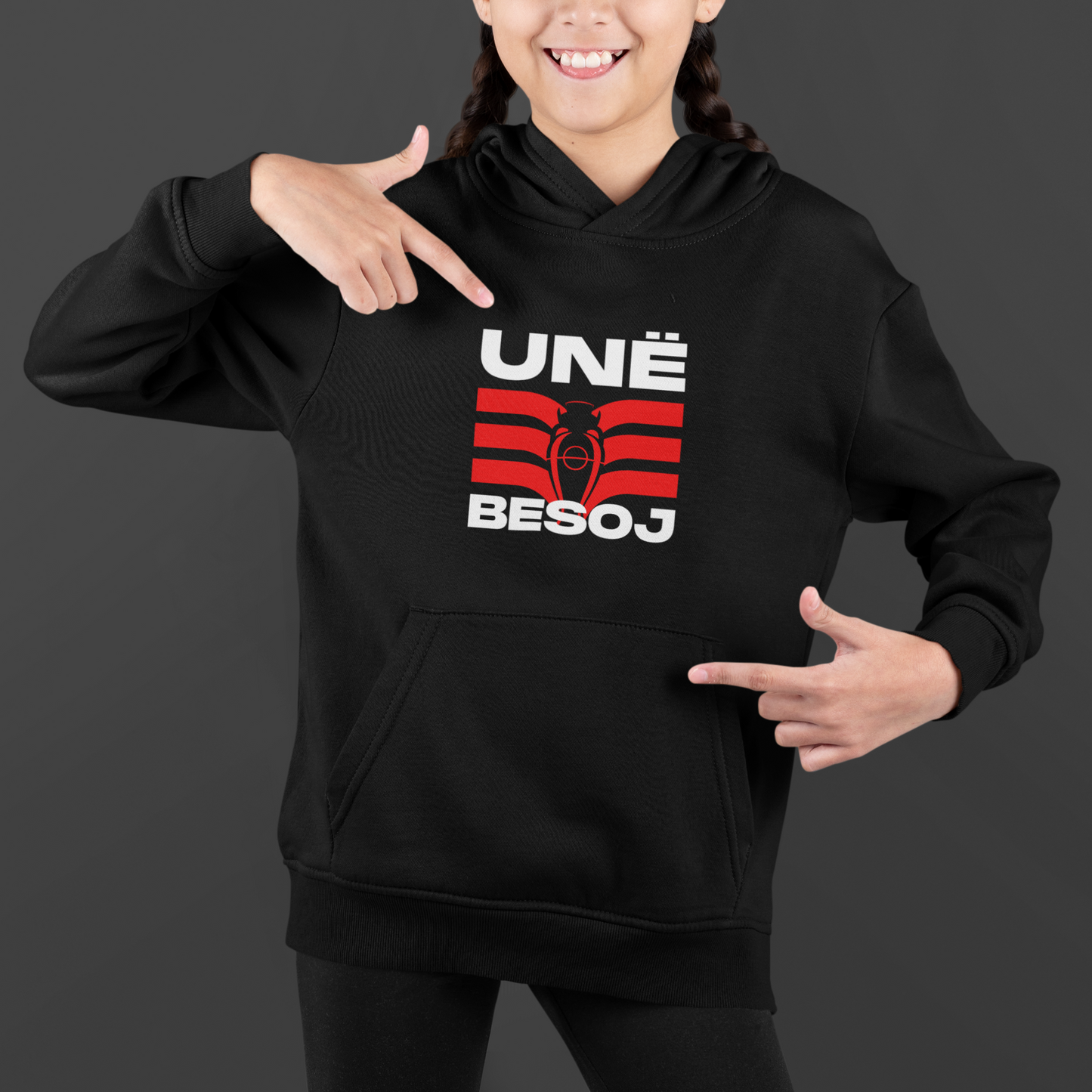 BLACK HOODIE FOR KIDS WITH LOGO - GRAFFITI ON THE BACK