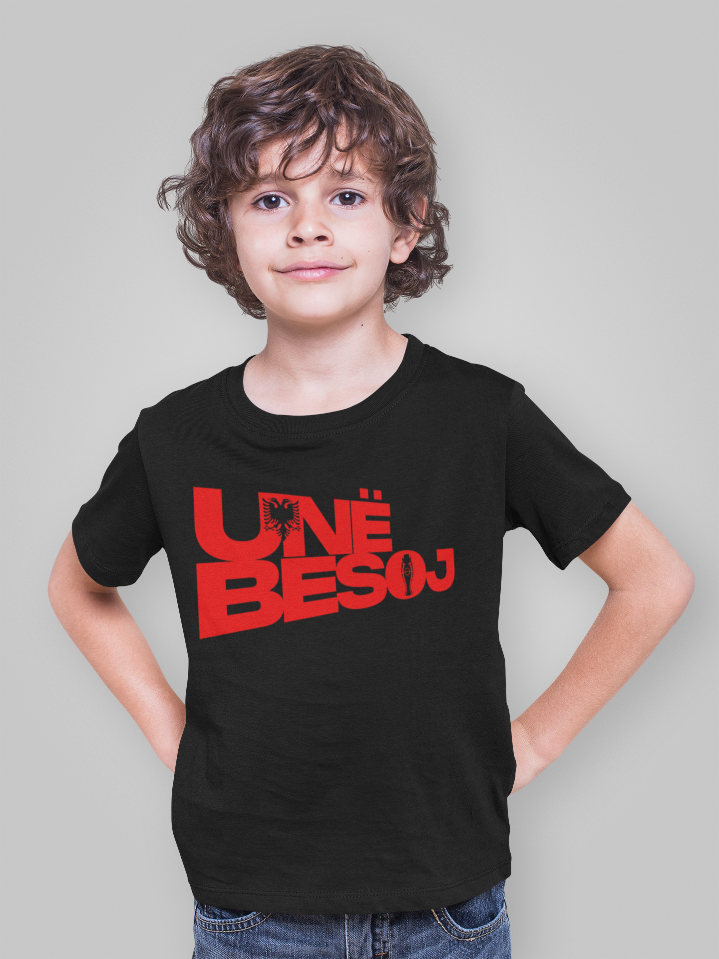 BLACK T-SHIRT FOR KIDS WITH TYPOGRAPHY